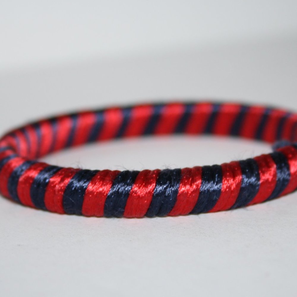 Beautiful red and navy blue cord bangle bracelet